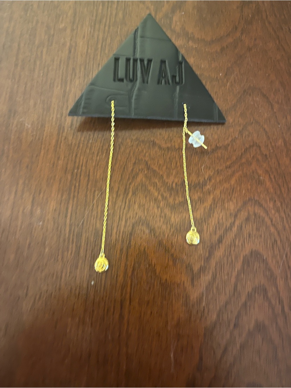 Luv Aj Gold Threader Coin Drop Earrings with Clear Back